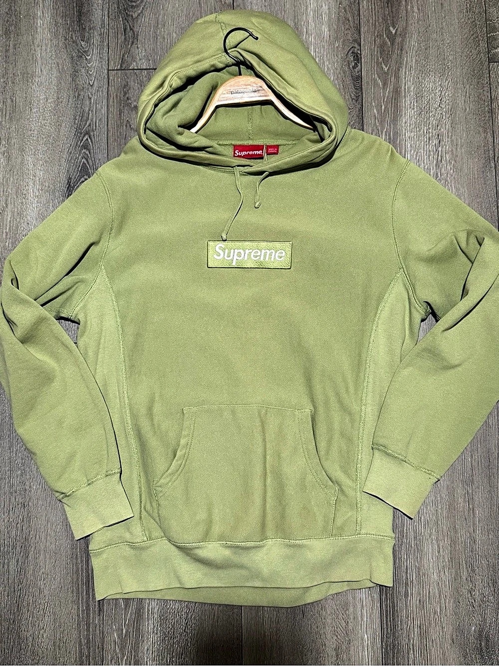 Supreme Box Logo Hooded Sweatshirt (FW25) Light Olive Green Hoodie